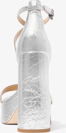 Michael Kors Cami Crackled Metallic Leather Platform Sandal