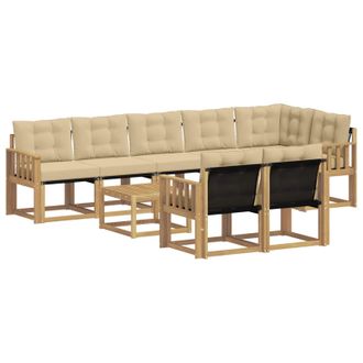 vidaXL Conjunto De Sof&aacute;s De Exterior Con Coj&iacute;n 9 Pcs Y Beige Vidaxl