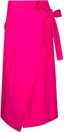 P.A.R.O.S.H. wrap midi skirt - women - Linen/Flax/Viscose - S - Pink