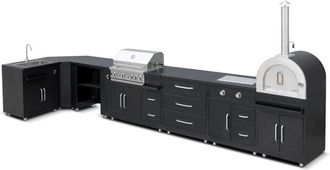 Oviala Oviala - Cocina en ángulo con 7 elementos, incluyendo 3 módulos de cocción