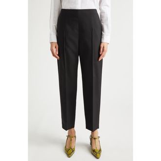 Marni Pintuck Tapered Straight Leg Virgin Wool Pants in 00N99 Black at Nordstrom, Size 2 Us