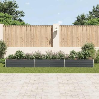 Berkfield Home Garden Raised Bed Galvanised Steel 480x80x45 cm Anthracite in Dark Grey | Size: 480 x 80 x 45 cm