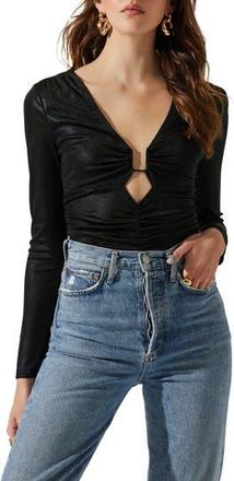ASTR the Label Josie Keyhole Bodysuit in Black at Nordstrom Rack, Size X-Small