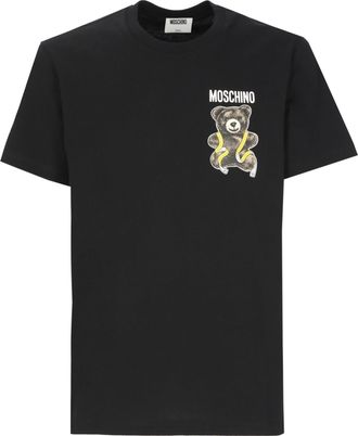 Moschino Black Short-Sleeve Teddy Bear Print Cotton T-Shirt