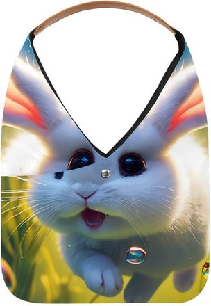 Generic Lovely Rabbit Swims Underwater Reusable Lightweight Grocery Bags - Foldable Into Compact Pouch, Washable & Sturdy, Multipurpose for Shopping and Trave