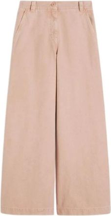 Max Mara Weekend Broeken - Dames - Wijde Broeken - Roze - 2XS - Katoen - Broeken