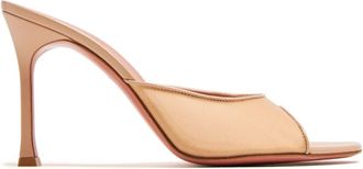 Amina Muaddi 95mm Alexa Mules - women - Mesh/Rubber/Leather/Mesh - 39.5 - Neutrals