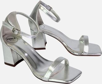 XY London Womens XY London Womens/Ladies Antigoni Metallic Strappy Mid High Block Sandals - Silver - Size: 5