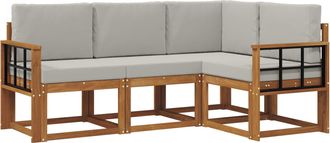 vidaXL Conjunto De Sof&aacute;s De Exterior 4 Uds. Gris Natural Y Claro Vidaxl