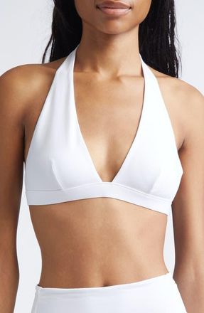 Max Mara Beachwear Jersey Halter Bikini Top in White at Nordstrom, Size X-Small