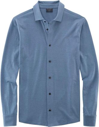 Olymp Olymp - Lange Mouw Casual Overhemd - Heren - Overhemden - Blauw - Maat: XL Leer