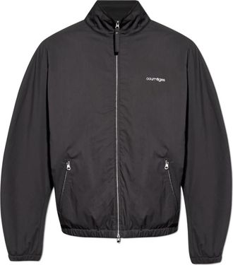 Courr&egrave;ges Jas met logo - Heren - Bomber jackets - Zwart - M - Leer - Jassen