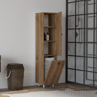 Dmora Columna Cropani, 2 Estantes, 2 Puertas, Portarropa, 35x32x155h Cm Marr&oacute;n Nogal