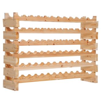 HOMCOM Wooden 72 Bottle 6 Tier Shelf Storage Holder Standing Holds Fir Wood Cellar Wine Rack - HOMCOM | TJ Hughes