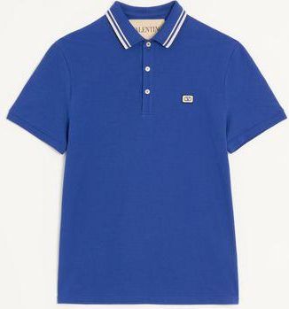Valentino Cotton Piqu&eacute; Polo Shirt With Vlogo Patch Man BLUE 3XL