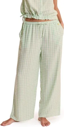 Etam Brise Plaid Wide Leg Pajama Pants in Nile Green at Nordstrom, Size X-Large