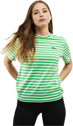 Lacoste Losvallend gestreept katoenen T-shirt - Dames - T-shirts - Groen - XS - Katoen - Tops