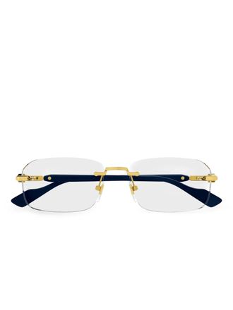 Gucci logo-detail glasses - men - Metal - 56 - Gold