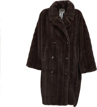 s.w.o.r.d Long Double-Breasted Fake Fur Coat