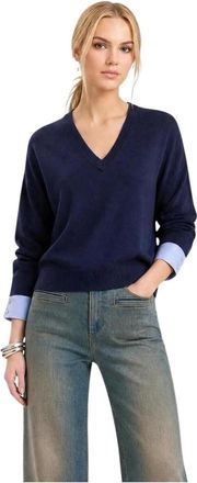 Liu Jo Truien & Vesten, Dames, Blauw, M, Wol, V-hals Breiwerk