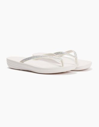 FitFlop Womens FitFlop Iqushion Sparkle Womens Urban White Flip Flops - Size: 7