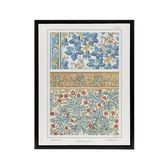 Artery8 Geranium Flower Framed Canvas Wall Art Print Vintage Floral Verneuil in Black | Size: W24 x H32