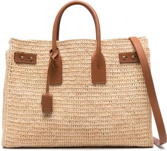 Saint Laurent medium Sac Du Jour tote bag - women - Raffia/Calf Leather - OS - Neutrals