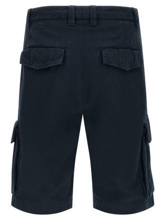 Brunello Cucinelli Twisted Cotton Gabardine Cargo Shorts - Navy