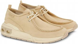 Ferragamo Mens Lace-Up Leather Sneakers In Beige