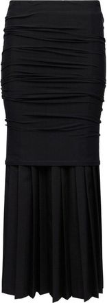 Maison Margiela Pleated Black Skirt With Textured Ruching