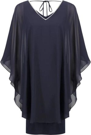 Joseph Ribkoff Elegante Cape Mouw Cocktailjurk - Dames - Korte kleedjes - Blauw - 7XL - Kleedjes
