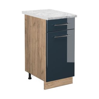 Vicco Muebles De Cocina Fame-line, Azul Oscuro Alto Brillo, 40 Cm, Et M&aacute;rmol