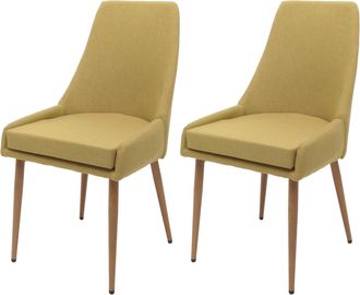 Hhg Hhg - Nunca Usado] Lote De 2 Sillas De Comedor 069, Silla De Cocina Silla Tapizada, Tela/textil (280g/m&sup2;) Metal, Verde