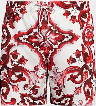 Dolce & Gabbana Men & apos;s Majolica-Print Swim Trunks