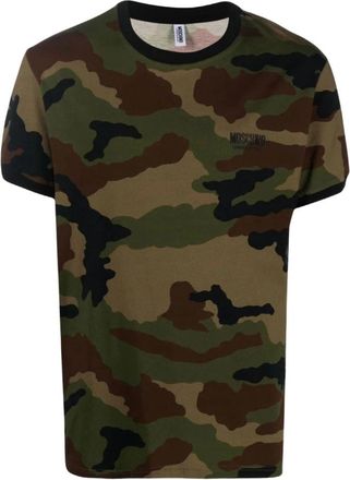 Moschino Heren Camouflage T-shirt - Heren - T-shirts - Groen - XL - Katoen - Tops