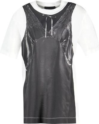 Simone Rocha Patchwork Satin Trompe Loeil Print T-shirt