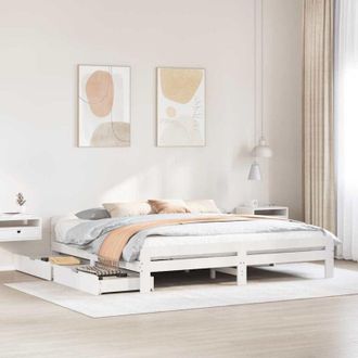 vidaXL Estructura De Cama Sin Colch&oacute;n Madera Maciza Blanca 200x200 Cm Vidaxl