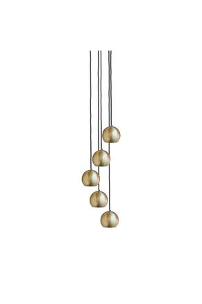 Industville The Globe Collection Pendant, 5 Wire, Brass