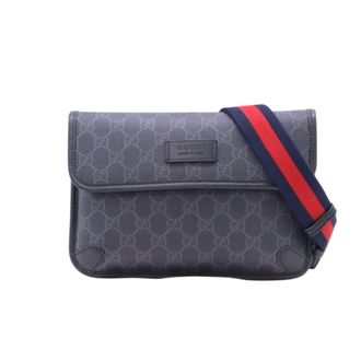 Gucci Black Gray Navy Red Color Coated Canvas Leather Sling Bag (Pre-Owned)