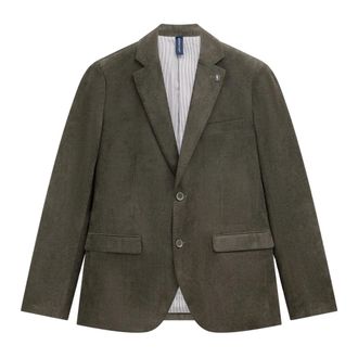 State of Art M&eacute;lange blazer met reverskraag - Heren - Jassen - Groen - Maat: L Zijde