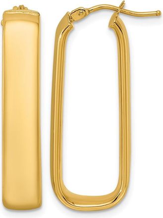 Diamond2Deal 14K Yellow Gold 6mm Elongated Oval Hoop Earrings