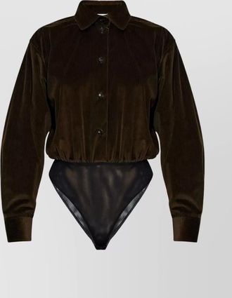Max Mara velvet bodysuit collared neck
