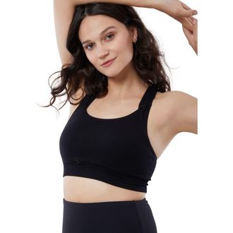 Ingrid & Isabel Medium Impact Nursing Sports Bra in Black at Nordstrom, Size X-Large