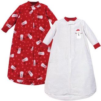 Hudson Baby Long Sleeve Fleece Sleeping Bag in Santa Snowman at Nordstrom