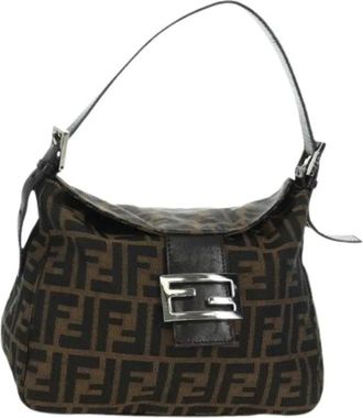 Fendi Pre-owned Shoulder Bags, female, Brown, Size: ONE SIZE Pre-owned Zucca Canvas Vintage Shoulder Bag