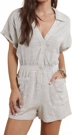 Sadie & Sage Mojave Buttoned Romper In Black/ivory