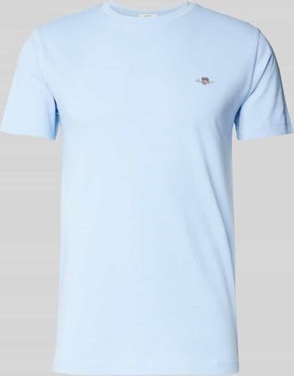 GANT Slim Fit T-Shirt mit Label-Stitching in Bleu, Gr&ouml;&szlig;e XXXL