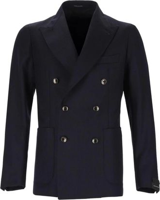 Tagliatore Dubbelrijige Blazer - Heren - Blazers - Blauw - 2XL - Wol - Jassen