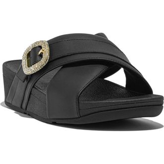 FitFlop Lulu Crystal Buckle Platform Slide Sandal in Black at Nordstrom Rack, Size 10