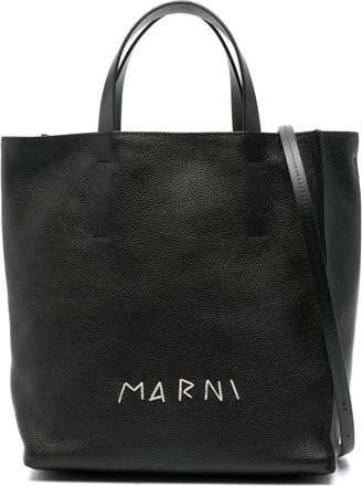 Marni logo-embroidered tote bag - women - Calf Leather - OS - Black